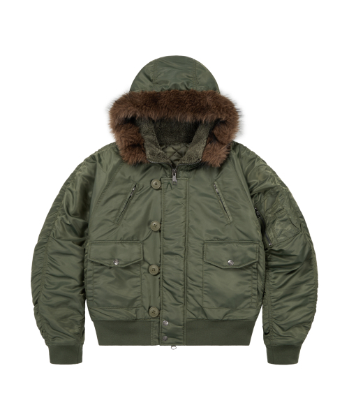 AAKAM(アーカム)の「Hooded Fur MA-1 Jacket (Khaki)(ブルゾン・レディース・その他・2/1)」の1枚目の写真