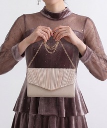 COCOMOMO（ココモモ）の「1つで3役、気品漂うサテンプリーツパーティーバッグ 3way パーティーバッグ クラッチ ハンドバッグ ショルダー チェーンバッグ 結婚式 バッグ オケージョン（クラッチバッグ）」