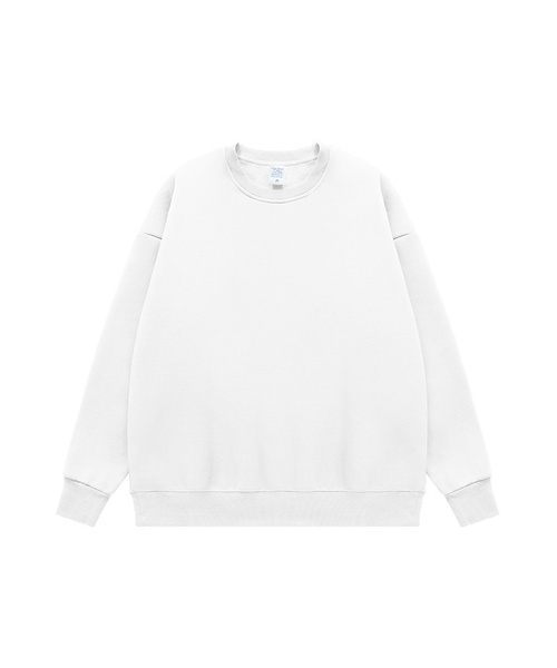BUTTON SEOUL(ボタンソウル)の「エッセンシャルオーバーサイズクルーネック起毛ヘビースウェットシャツ(6 COLORS)(スウェット・メンズ・ブラック/カーキ/ダークパープル/チャコール/ホワイト/ライトグレー・MEDIUM/LARGE/X-LARGE)」の2枚目の写真