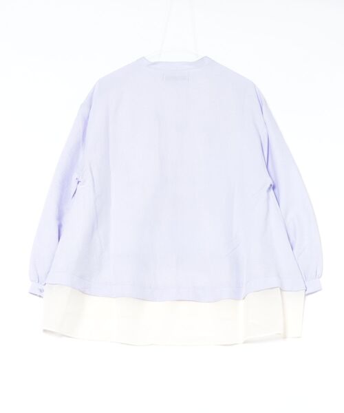 iS ScoLar（イズスカラー）の「561202：布帛ｘシフォン異素材切替バイカラー花柄シャツ（シャツ/ブラウス・レディース・パープル/オフホワイト・M）」の11枚目の写真