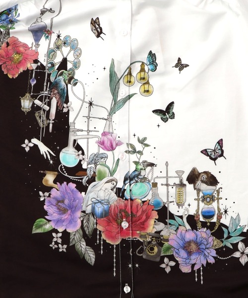 iS ScoLar（イズスカラー）の「561202：布帛ｘシフォン異素材切替バイカラー花柄シャツ（シャツ/ブラウス・レディース・パープル/オフホワイト・M）」の14枚目の写真