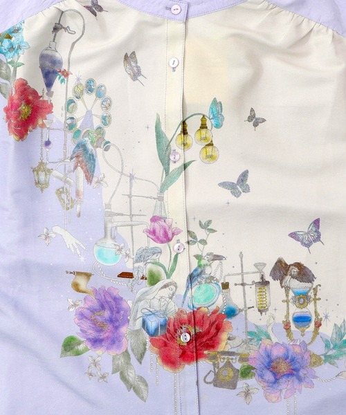 iS ScoLar（イズスカラー）の「561202：布帛ｘシフォン異素材切替バイカラー花柄シャツ（シャツ/ブラウス・レディース・パープル/オフホワイト・M）」の15枚目の写真