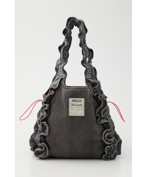 RODEO CROWNS WIDE BOWL（ロデオクラウンズワイドボウル）の「デニムフリルギャザーバッグ（トートバッグ・レディース・ブルー/ブラック・FREE）」の2枚目の写真