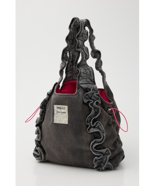 RODEO CROWNS WIDE BOWL（ロデオクラウンズワイドボウル）の「デニムフリルギャザーバッグ（トートバッグ・レディース・ブルー/ブラック・FREE）」の3枚目の写真