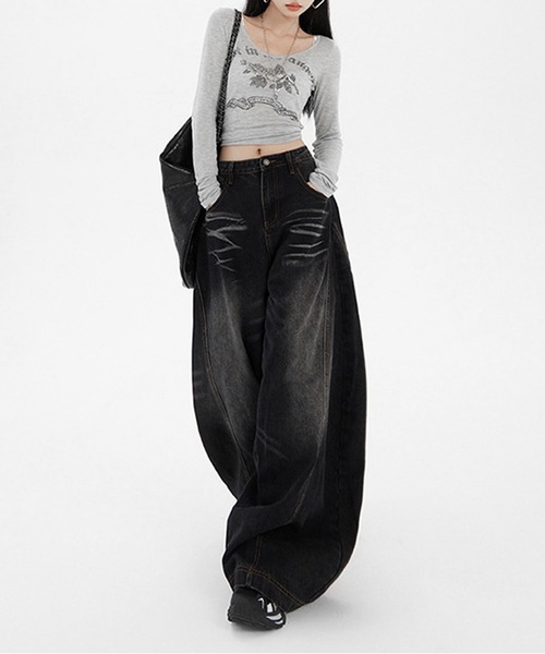 JOHNNY WOLF(ジョニーウルフ)の「KAINE ワイドバギー バレル デニムパンツ(デニムパンツ・メンズ・ブルー/ブラック・L/M/S)」の13枚目の写真