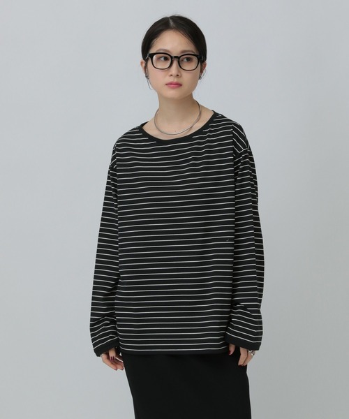 LEPSIM(レプシィム)の「細ピッチボーダーロンT 634629(Tシャツ/カットソー・レディース・グリーン/ブラック/オフホワイト・FREE)」の20枚目の写真