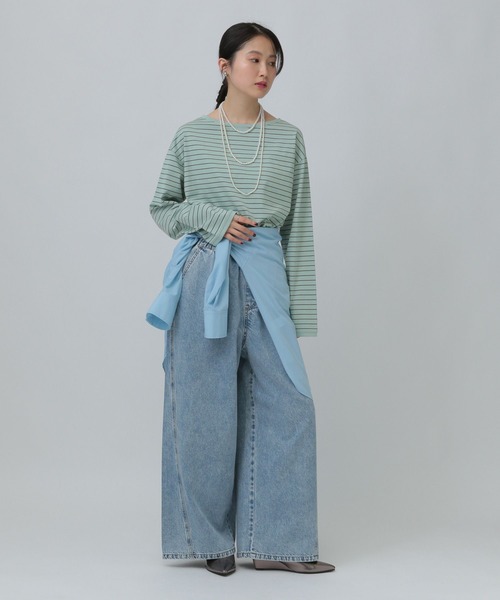 LEPSIM(レプシィム)の「細ピッチボーダーロンT 634629(Tシャツ/カットソー・レディース・グリーン/ブラック/オフホワイト・FREE)」の17枚目の写真