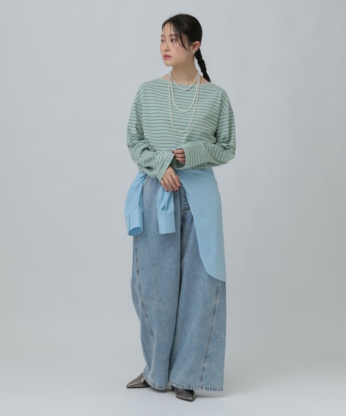 LEPSIM(レプシィム)の「細ピッチボーダーロンT 634629(Tシャツ/カットソー・レディース・グリーン/ブラック/オフホワイト・FREE)」の18枚目の写真