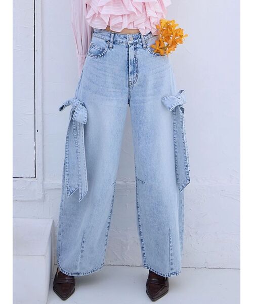 dazzlin（ダズリン）の「リボンバレルデニムパンツ（デニムパンツ・レディース・インディゴブルー/ライトブルー・MEDIUM/SMALL）」の3枚目の写真