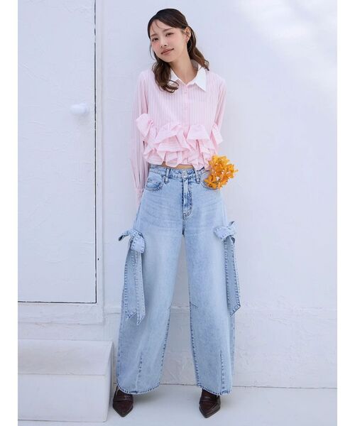 dazzlin（ダズリン）の「リボンバレルデニムパンツ（デニムパンツ・レディース・インディゴブルー/ライトブルー・MEDIUM/SMALL）」の4枚目の写真