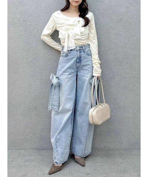 dazzlin（ダズリン）の「リボンバレルデニムパンツ（デニムパンツ・レディース・インディゴブルー/ライトブルー・MEDIUM/SMALL）」の19枚目の写真