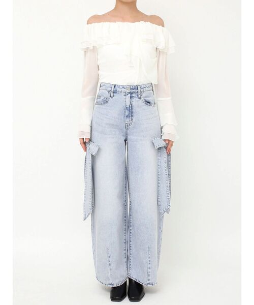 dazzlin（ダズリン）の「リボンバレルデニムパンツ（デニムパンツ・レディース・インディゴブルー/ライトブルー・MEDIUM/SMALL）」の5枚目の写真