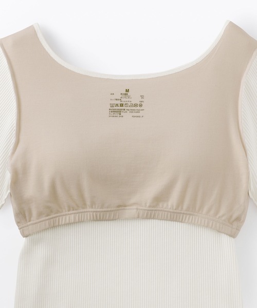 無印良品（ムジルシリョウヒン）の「婦人　なめらかリブブラ半袖Ｔシャツ（インナーウェア/肌着・レディース・ライトブルー/ブラック/オフホワイト・M/S/XL/L）」の6枚目の写真