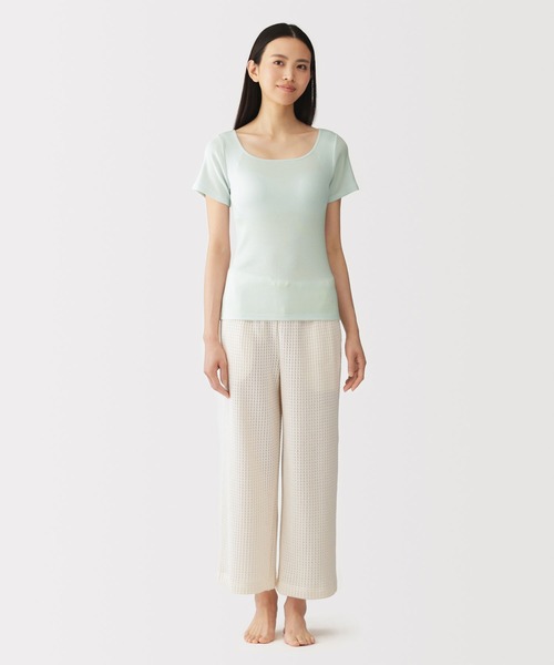 無印良品（ムジルシリョウヒン）の「婦人　なめらかリブブラ半袖Ｔシャツ（インナーウェア/肌着・レディース・ライトブルー/ブラック/オフホワイト・M/S/XL/L）」の18枚目の写真
