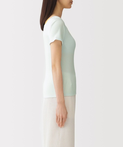 無印良品（ムジルシリョウヒン）の「婦人　なめらかリブブラ半袖Ｔシャツ（インナーウェア/肌着・レディース・ライトブルー/ブラック/オフホワイト・M/S/XL/L）」の19枚目の写真