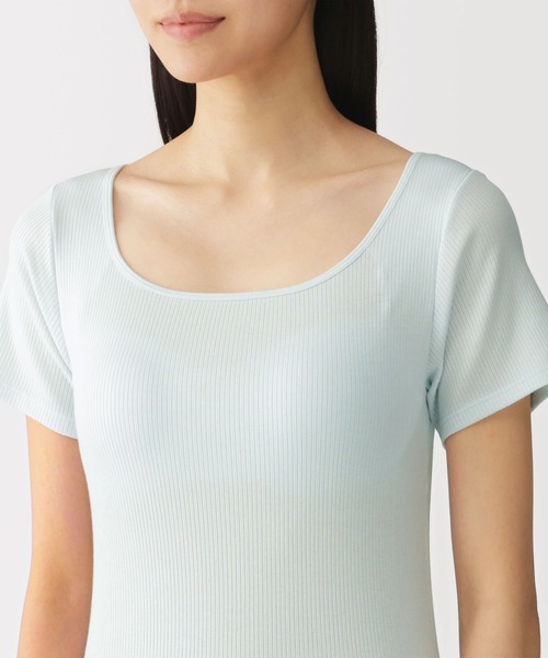 無印良品（ムジルシリョウヒン）の「婦人　なめらかリブブラ半袖Ｔシャツ（インナーウェア/肌着・レディース・ライトブルー/ブラック/オフホワイト・M/S/XL/L）」の21枚目の写真