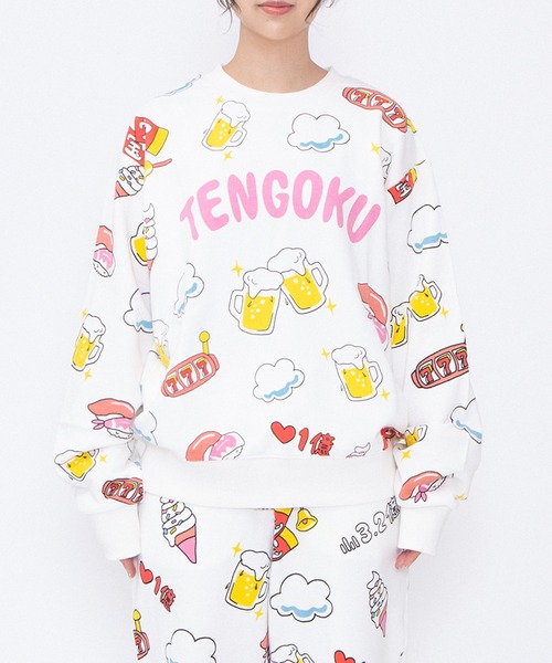 PUNYUS（プニュズ）の「【新サイズ】天国と地獄総柄スウェット（スウェット・レディース・ホワイト/スミクロ・2/1/3/4/5）」の4枚目の写真