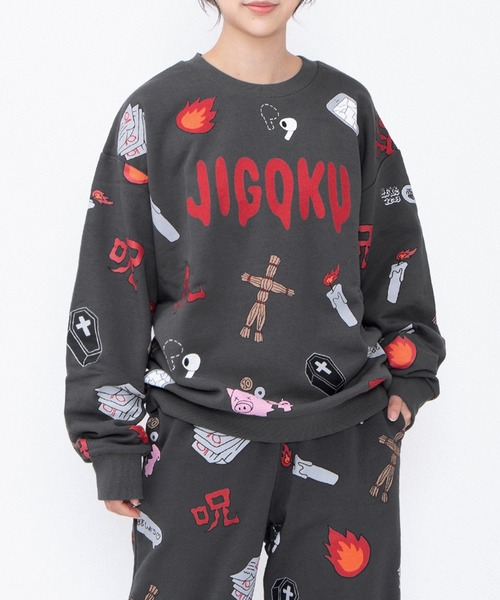 PUNYUS（プニュズ）の「【新サイズ】天国と地獄総柄スウェット（スウェット・レディース・ホワイト/スミクロ・2/1/3/4/5）」の10枚目の写真