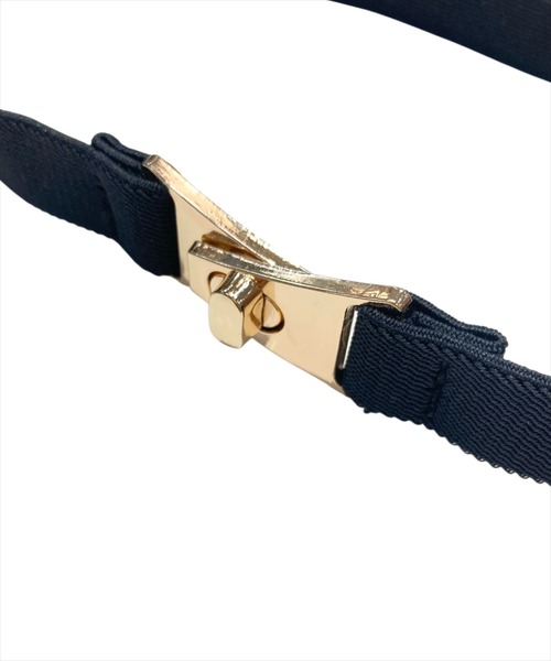 WILLSELECTION（ウィルセレクション）の「ゴールドバックルゴムベルト（ベルト・レディース・ブラック/オフホワイト・FREE）」の7枚目の写真