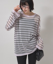 leimn | シアーボーダープルオーバー(Tシャツ/カットソー)