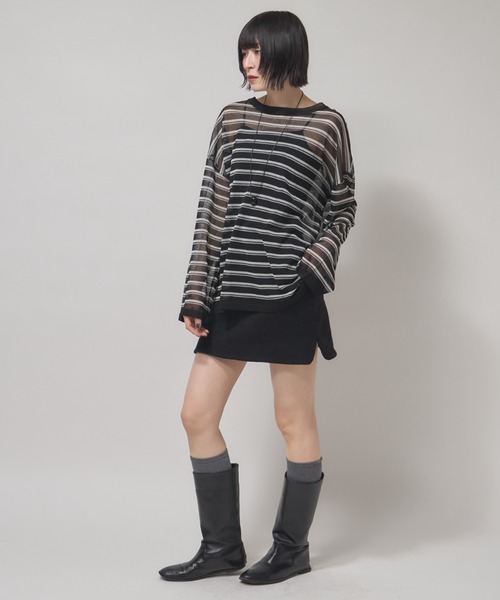 leimn(レイムン)の「シアーボーダープルオーバー(Tシャツ/カットソー・レディース・ブラック/ピンク・M)」の18枚目の写真