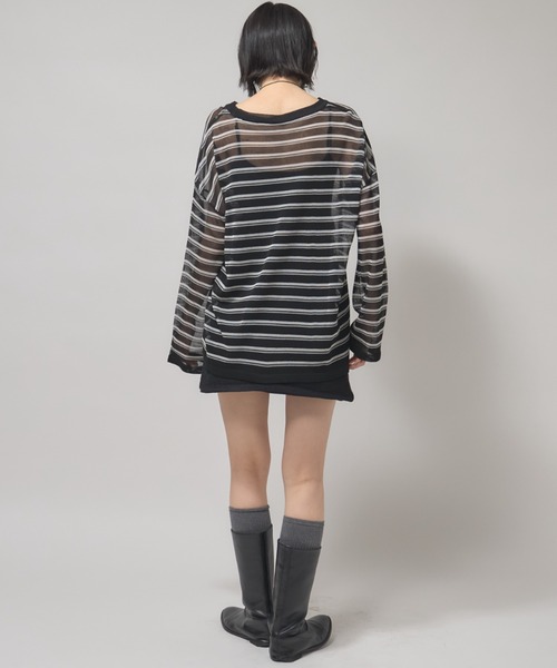 leimn(レイムン)の「シアーボーダープルオーバー(Tシャツ/カットソー・レディース・ブラック/ピンク・M)」の17枚目の写真