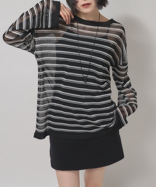 leimn(レイムン)の「シアーボーダープルオーバー(Tシャツ/カットソー・レディース・ブラック/ピンク・M)」の9枚目の写真
