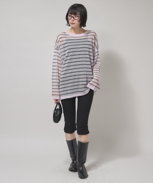 leimn(レイムン)の「シアーボーダープルオーバー(Tシャツ/カットソー・レディース・ブラック/ピンク・M)」の12枚目の写真
