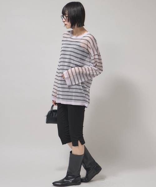 leimn(レイムン)の「シアーボーダープルオーバー(Tシャツ/カットソー・レディース・ブラック/ピンク・M)」の11枚目の写真