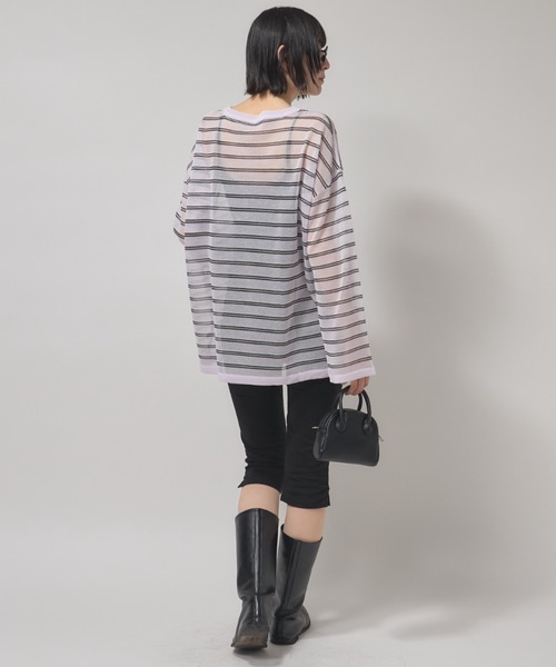 leimn(レイムン)の「シアーボーダープルオーバー(Tシャツ/カットソー・レディース・ブラック/ピンク・M)」の10枚目の写真