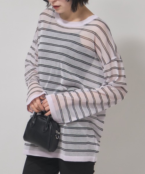 leimn(レイムン)の「シアーボーダープルオーバー(Tシャツ/カットソー・レディース・ブラック/ピンク・M)」の15枚目の写真