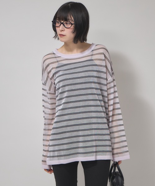 leimn(レイムン)の「シアーボーダープルオーバー(Tシャツ/カットソー・レディース・ブラック/ピンク・M)」の16枚目の写真