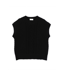 Cable Round neck Knit Vest (3colors)
