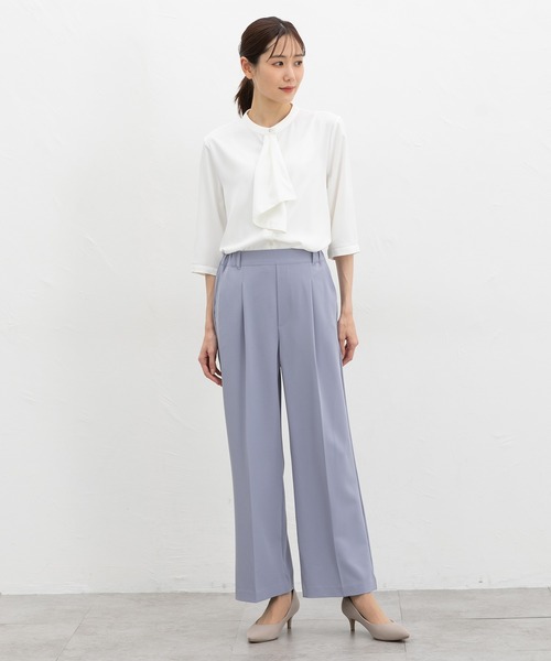 Honeys（ハニーズ）の「６分袖ボウタイブラウス（シャツ/ブラウス・レディース・ホワイト/ホワイト系その他/ブラック系その他/ライトブルー/ライトグレー・M/3L/S/LL/L）」の7枚目の写真