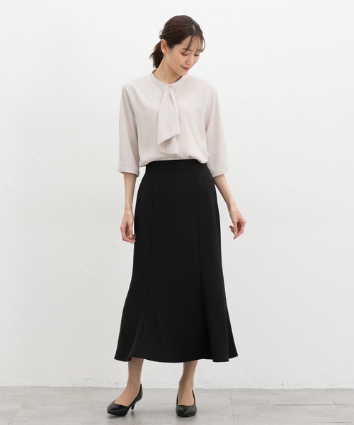 Honeys（ハニーズ）の「６分袖ボウタイブラウス（シャツ/ブラウス・レディース・ホワイト/ホワイト系その他/ブラック系その他/ライトブルー/ライトグレー・M/3L/S/LL/L）」の12枚目の写真