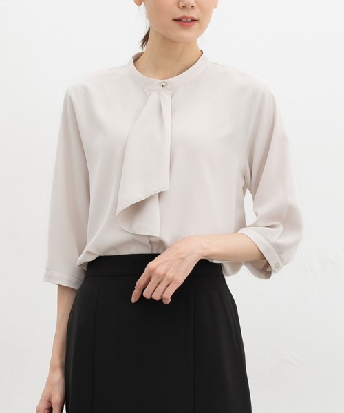 Honeys（ハニーズ）の「６分袖ボウタイブラウス（シャツ/ブラウス・レディース・ホワイト/ホワイト系その他/ブラック系その他/ライトブルー/ライトグレー・M/3L/S/LL/L）」の13枚目の写真