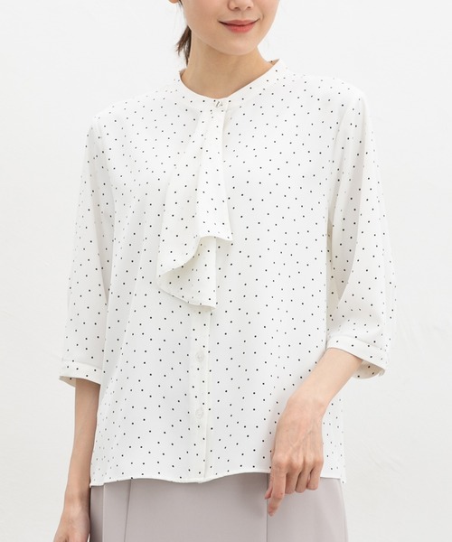 Honeys（ハニーズ）の「６分袖ボウタイブラウス（シャツ/ブラウス・レディース・ホワイト/ホワイト系その他/ブラック系その他/ライトブルー/ライトグレー・M/3L/S/LL/L）」の16枚目の写真