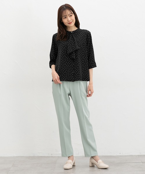 Honeys（ハニーズ）の「６分袖ボウタイブラウス（シャツ/ブラウス・レディース・ホワイト/ホワイト系その他/ブラック系その他/ライトブルー/ライトグレー・M/3L/S/LL/L）」の17枚目の写真