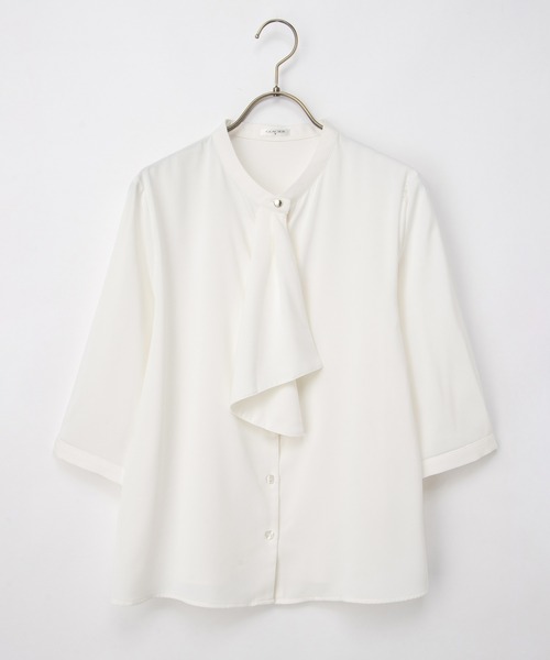 Honeys（ハニーズ）の「６分袖ボウタイブラウス（シャツ/ブラウス・レディース・ホワイト/ホワイト系その他/ブラック系その他/ライトブルー/ライトグレー・M/3L/S/LL/L）」の19枚目の写真