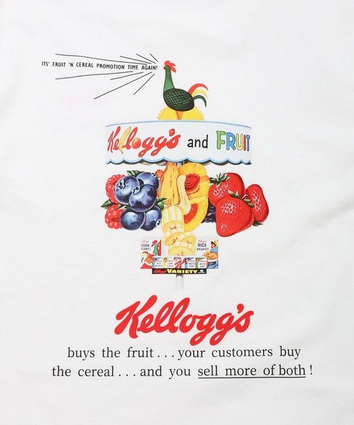 FRUIT OF THE LOOM(フルーツオブザルーム)の「FTL x KELLOGGS T-SHIRT / ケロッグ コラボ 半袖Tシャツ ヴィンテージケロッグ フルーツ アートデザイン(Tシャツ/カットソー・メンズ・ホワイト・S/L/M)」の7枚目の写真
