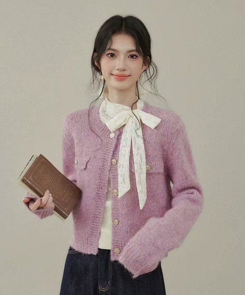 AsheKsha（アシクシャ）の「レースパッチワークニットトップス（ニット/セーター・レディース・ベージュ・M）」の11枚目の写真