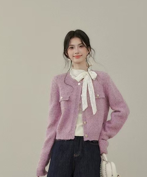 AsheKsha（アシクシャ）の「レースパッチワークニットトップス（ニット/セーター・レディース・ベージュ・M）」の12枚目の写真