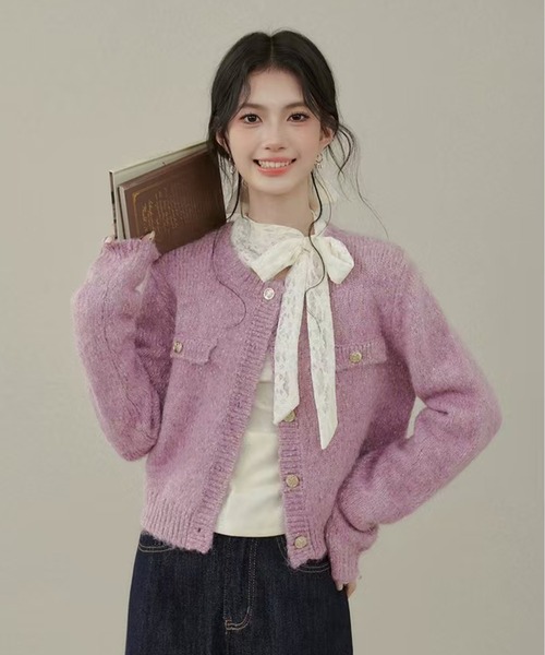 AsheKsha（アシクシャ）の「レースパッチワークニットトップス（ニット/セーター・レディース・ベージュ・M）」の13枚目の写真