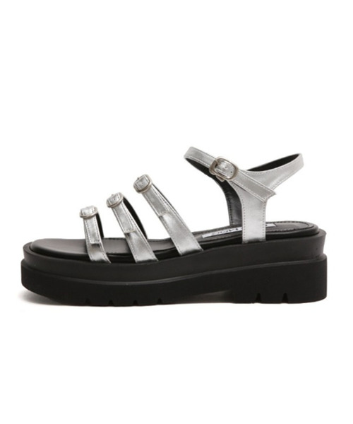 MAC MOC(マックモック)の「トリプル3カラー チャンキー デイリー ストラップ サンダル 6cm(サンダル・レディース・ブラック/シルバー/Mustard・22.5cm/23cm/23.5cm/24cm/24.5cm/25cm)」の3枚目の写真