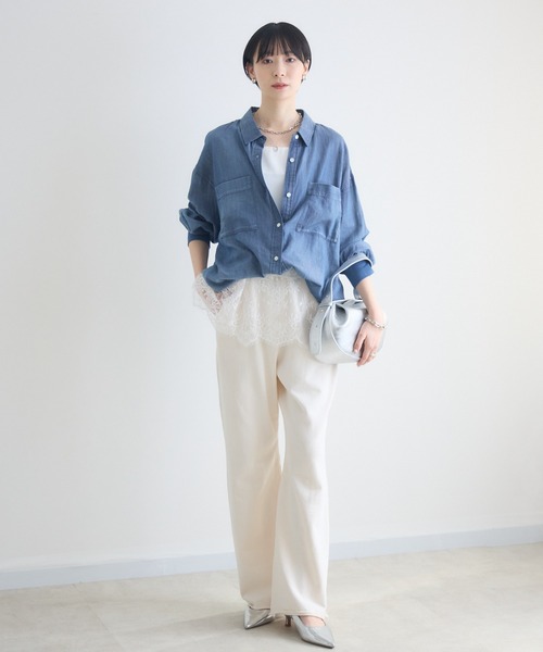 Paradise Picnic（パラダイスピクニック）の「WEB限定 Dignite Collier シアーデニムシャツ（シャツ/ブラウス・レディース・ブラック/ブルー・FREE）」の21枚目の写真
