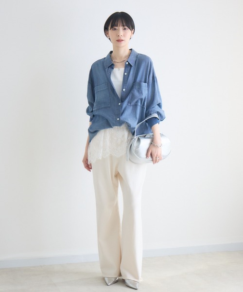 Paradise Picnic（パラダイスピクニック）の「WEB限定 Dignite Collier シアーデニムシャツ（シャツ/ブラウス・レディース・ブラック/ブルー・FREE）」の12枚目の写真