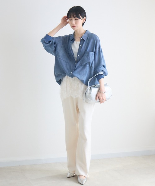 Paradise Picnic（パラダイスピクニック）の「WEB限定 Dignite Collier シアーデニムシャツ（シャツ/ブラウス・レディース・ブラック/ブルー・FREE）」の13枚目の写真