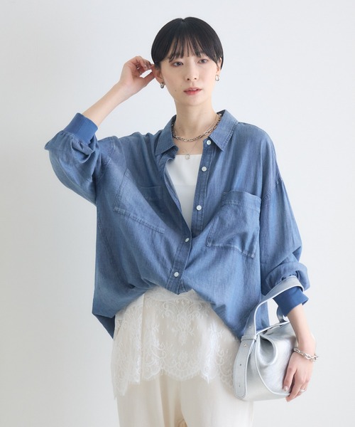 Paradise Picnic（パラダイスピクニック）の「WEB限定 Dignite Collier シアーデニムシャツ（シャツ/ブラウス・レディース・ブラック/ブルー・FREE）」の16枚目の写真