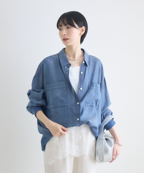 Paradise Picnic（パラダイスピクニック）の「WEB限定 Dignite Collier シアーデニムシャツ（シャツ/ブラウス・レディース・ブラック/ブルー・FREE）」の17枚目の写真