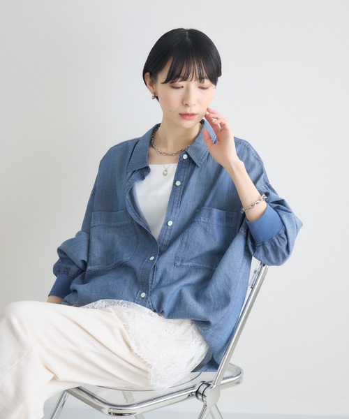 Paradise Picnic（パラダイスピクニック）の「WEB限定 Dignite Collier シアーデニムシャツ（シャツ/ブラウス・レディース・ブラック/ブルー・FREE）」の9枚目の写真